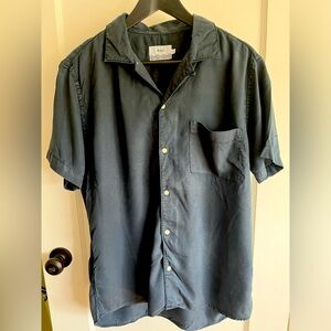 Wax London Fazely Tencel Slim Fit Camp Shirt in Deep Ocean L